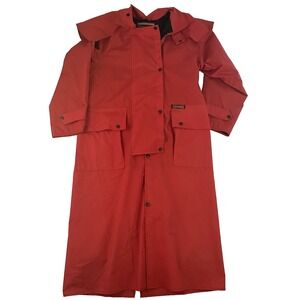 Driza-Bone Horse Riding Coat Red Wax Oilskin Water Resistant Full Length XXS 2
